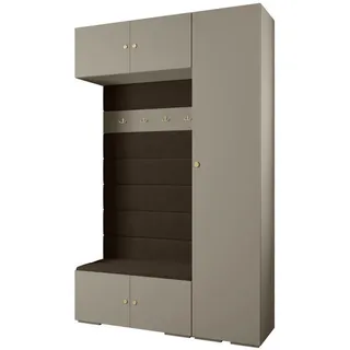 Abiks Möbel Garderoben-Set 236,7/150/47 , Kaschmir, Braun, Goldfarben , Holz , Nachbildung , 150x236.7x47 cm , Garderobe, Garderoben-Sets & Garderoben-Serien, Garderoben-Sets