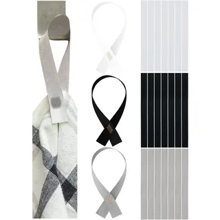 Handtuchaufhänger zum Annähen, 24 Stück, 180 x 12 mm Schlaufen, in Weiß, Grau, Schwarz, Aufhänger Halter für Geschirrhandtuch, Handtuch, Lappen, Tuch, Dekoartikel, Camping Zubehör, Handtuchhalterung