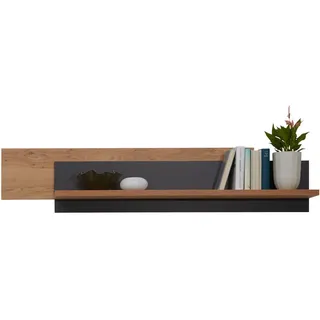 Dieter Knoll Wandboard , Grau, Eichefarben , Holz, Holzwerkstoff , Balkeneiche , furniert , 157.5x33.6x25 cm , Holzmöbel, Wohnwände Holz, Wohnwand Serien Holz