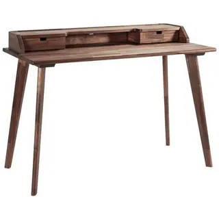 Hasena Schreibtisch , Nussbaumfarben , Holz , Nussbaum , massiv , 2 Schubladen , rechteckig , eckig, A-Form , 60x85x120 cm , Holzmöbel, Holztische, Schreibtische Holz, Schreibtische Holz