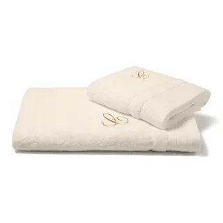 Caleffi Handtuch mit Gästehandtuch aus bestickter Baumwolle Elfenbein - 71418