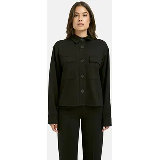 Hemdjacke SMITH & SOUL, Damen, Gr. XS, schwarz, Jersey, Obermaterial: 70% Polyester, 26% Viskose, 4% Elasthan, unifarben, hüftlang, 1-Knopf-Manschette mit Schlitz, Jacken Hemdjacke, mit aufgesetzten Taschen, Jersey