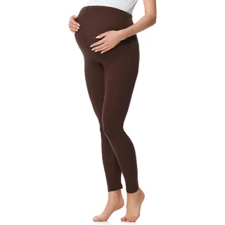 Be Mammy Lange Umstandsleggings aus Baumwolle Leggings für Schwangere Umstands Leggings Schwangerschafts Unterhosen mit Hoher Bund Weich und Elastisch BE20-230 (Braun, L)