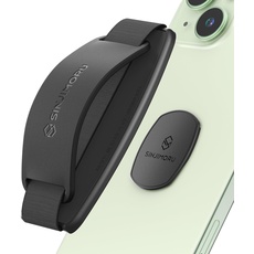 Sinjimoru Abnehmbare Handy Halterung mit Ständer, Elastischer Handy Fingerhalter kompatibel für Wireless Charging Handy Griff Fingerhalterung für iPhone & Android. Sinji Mount S-Grip Schwarz