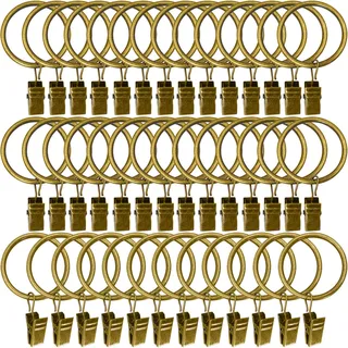 LLPJS 40 Stück Metall-Vorhangringe mit Clips, Vorhang-Clips mit Ringen, Vorhangstangenclips, Haken, dekorative Fensteraufhänger, 3,8 cm Innendurchmesser, Bronze