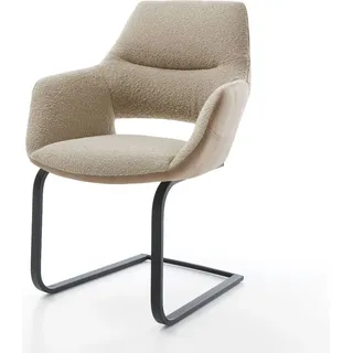 DELIFE Freischwinger Yago-Flex mit Armlehnen Materialmix Schlamm Freischwinger flach Schwarz Taschenfederkern - Braun, Beige