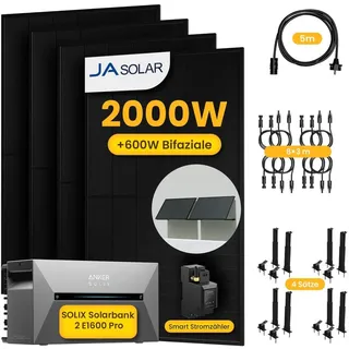 powerness - always be powered Balkonkraftwerk JA Solar 440Wp 1760 W inkl. 1,6 kWh Anker Solix Solarbank 2 E1600 Pro