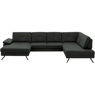 Beldomo System Wohnlandschaft , Dunkelgrau , Textil , U-Form , 343x220 cm , Fußauswahl, Stoffauswahl, Sitzqualitäten, seitenverkehrt erhältlich, Bettfunktion erhältlich, Rücken echt, individuell planbar , Wohnzimmer, Sofas & Couches, Wohnlandschaften, Wohnlandschaften in U-Form
