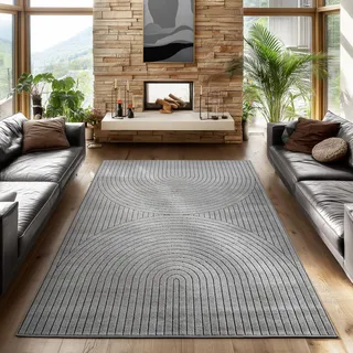 Simpex Kurzflorteppich 280 x 370 cm Grau/Silber