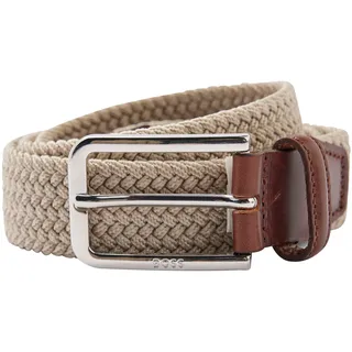 Flechtgürtel BOSS "Clorio", Herren, Gr. 100, beige (light beige), Kunstfaser, unifarben, Gürtel Flechtgürtel, mit BOSS Logo-Schriftzug auf der Schließe und Leder-Schlaufe