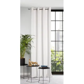 Eurofirany Samt Vorhang mit Ösen Gardine Balkontür Gemustert Velvet Optik 1 STK. Gewelltes Muster Einfarbig Flauschig Wohnzimmer Schlafzimmer Lounge 140x250 cm 3D Struktur Weiß, 140x250cm