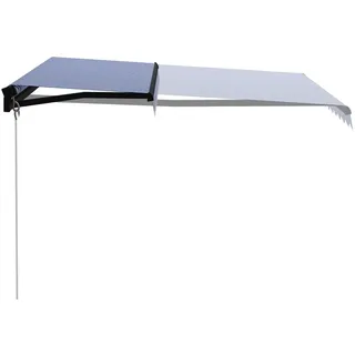 vidaXL Einziehbare Markise Handbetrieben 300 x 250 cm Blau und Weiß - Blau