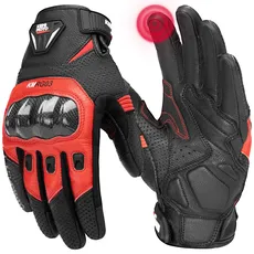 KEMIMOTO Motorrad Handschuhe Herren, Vollfinger Ziegenleder mit rutschfesten Pads, Touchscreen Motorradhandschuhe, Schutzhandschuhe für Motocross, Roller, Moped, Mofa, Quad, Paitball, ATV