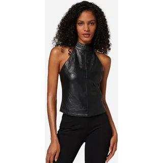 Neckholdertop RICANO "Top Lina", Damen, Gr. M, schwarz, Obermaterial: 100% Lammnappaleder LANA., schmal, Neckholder, Tops Neckholdertop, Handgefertigt aus echtem Leder