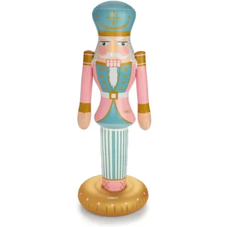 FUNBOY Riesiger aufblasbarer rosa Nussknacker, Weihnachtsdekoration, für Innen- und Außenbereich, wetterfest, beschwerter Boden, 90 cm
