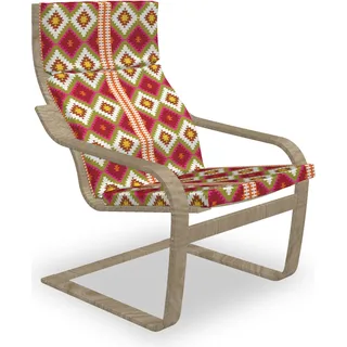 ABAKUHAUS Boho Poäng Sessel Polster, Oriental Türkisch Geometric, Sitzkissen mit Stuhlkissen mit Hakenschlaufe und Reißverschluss, Vermilion und Multicolor - Bunt