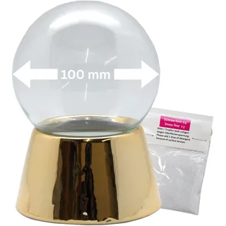 Schneekugel Bastelset mit 1 x Schnee | 100mm-DIY-Schneekugel | Sockel Gold glänzend mit Glaskugel für den Einbau Spieluhr | Höhe: 140mm, Breite 100mm | Schüttelkugel selbermachen | 40047