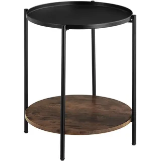 tectake Beistelltisch Sunderland, 45,5 x 54,5 cm, Industrial Holz dunkel, rustikal , Rostfarben , Beton Optik , 45.5x54.5x45.5 cm , Wohnzimmer, Wohnzimmertische, Beistelltische