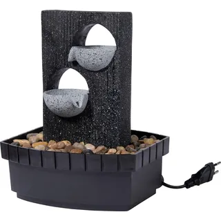 dobar® 96411e Design Zimmerbunnen | Tischbrunnen in Steinoptik | Kleiner Springbrunnen | Dekoratives Wasserspiel für Wohnzimmer/Büro/Indoor | Wasserfall Zierbrunnen | 20,5 x 16,5 x 28 cm | Grau