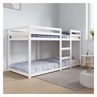 vidaXL Etagenbett Weiß 90 x 200 cm Kiefer massiv weiß