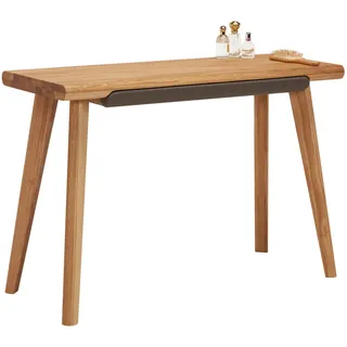 Linea Natura Konsolentisch , Schlammfarben, Wildeiche , Holz, Textil , Wildeiche , massiv , 1 Schubladen , rechteckig , konisch , 45x75x110 cm , Schlafzimmer, Schminktische