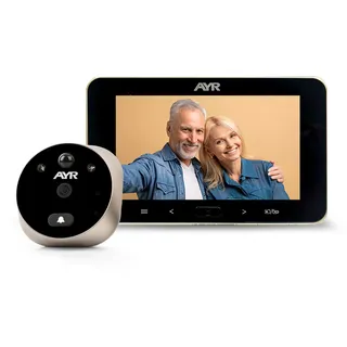AYR Lite-677 Digitaler Türspion 759-HD Lite-Full HD. Satiniertes Finish, Glänzendes Nickel