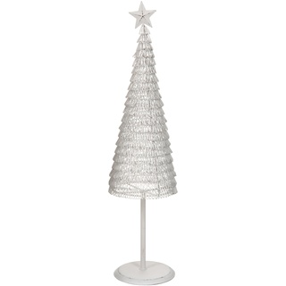 J-LINE - Weihnachtsbaum, rund, Pailletten, Metall, weiß, groß