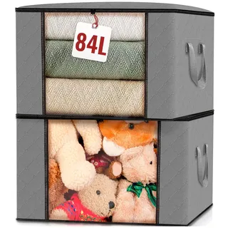 edihome edihome, Aufbewahrungstasche, (2 Stück), Kleideraufbewahrung, Kleiderschrank organizar, Unterbett Aufbewahrungsbox, Klappbar (Hellgrau, 2 Packung)