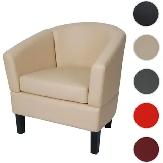Mendler Lounge-Sessel HWC-O17, Sessel Clubsessel Cocktailsessel, FSC®-zertifiziert Kunstleder ~ creme