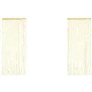 Relaxdays Fadenvorhang, 90x245 cm, mit Tunneldurchzug, kürzbar, für Türen & Fenster, Fadengardine, waschbar, beige (Packung mit 2)