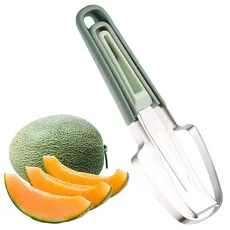 Wassermelonen Schneider, Melonenschneider Edelstahl, Melonen Würfel Wassermelonen Messer, Obstschneider für Cantaloupe, Papaya, Drachenfrucht