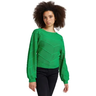 ICHI IHPILAR LS3 Damen Strickpullover Grobstrick Pullover Strickpullover mit U-Boot Ausschnitt und Ballon Ärmeln Slim-Fit, Größe:M, Farbe:Kelly Green (166138)