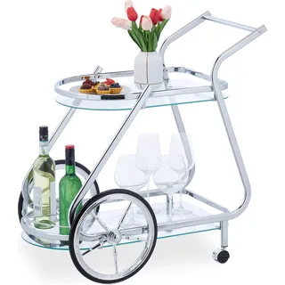 relaxdays Servierwagen aus Chrom & Glas - Transparent