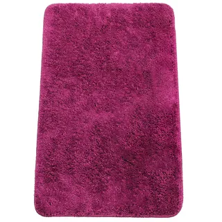Brandsseller Badezimmerteppich 60x90 cm Badvorleger Badematte Badteppich rechteckig Chenille rutschfest saugstark maschinenwaschbar - Beere