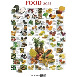 Dumont Kalenderverlag DUMONT - Food 2025 Posterkalender, 50x70cm, Bildkalender mit kurzen Beschreibungen zu den Obst- und Gemüsesorten, sechs dekorative Food-Poster