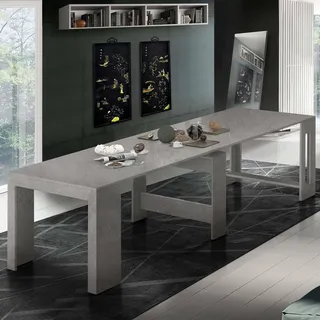 Dmora - Ausziehbare Konsole Martino, Ausziehbare Konsole für bis zu 12 Sitzplätze, Tisch mit Verlängerungshaltern, 100 % Made in Italy, 51/300 x 90 x 77 cm, grauer Marmor,