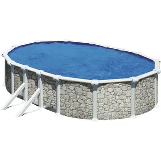 Aufstellpool Stahlwandpool-Set Planet Pool Solo oval 610x375x120 cm inkl. Einbau