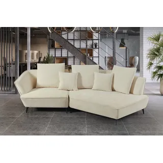 KAWOLA Sofa GARBO Designsofa Stoff cremeweiß rechts offen