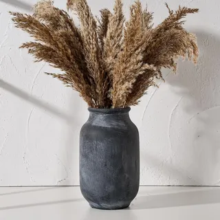 SIDUCAL Rustikale Bauernhaus-Blumenvase | 24,1 cm große Keramikvase | Pampasgrasvase | Moderne Bauernhaus-Dekorvase für Heimdekoration, Tisch, Wohnzimmerdekoration, Regaldekoration, Kaminsims, Schwarz