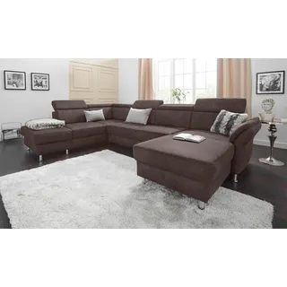 sit&more Wohnlandschaft »Avignon U-Form« wahlweise mit Bettfunktion und Stauraum, inklusive Kopfteilverstellung, braun