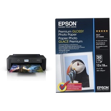 Epson Expression Photo HD XP-15000 DIN A3 Tintenstrahldrucker (nur Druck, WiFi, Ethernet, Duplex, 6,1 cm Display, 6 Farben) schwarz & Premium Glossy Photo Paper Inkjet 255g/m2 130x180mm 30 Blatt Pack