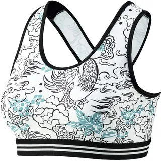 BECO Damen Bikini BECO Damen Crop Bikini Top, mit Rückenverschluss 3-fach verstellbar, eingenähte Pads, geeignet als B oder C Cup, weiß/bunt, 42, 5617