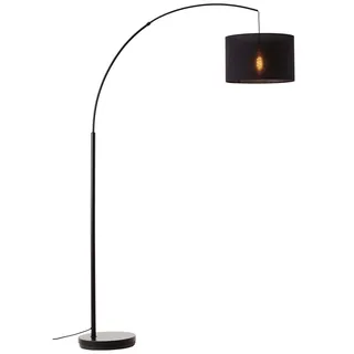 MY HOME Stehlampe »Elijah«, 1 Stk., Bogenlampe Textilschirm Stoff Ø 36cm, schwarz
