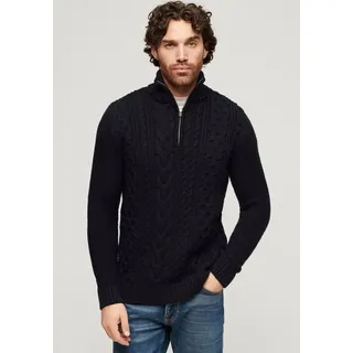 Superdry Strickpullover »Jacob Cable Knit Half Zip« Superdry ECLIPSE NAVY XL