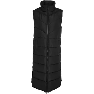 Noisy may Lange Weste Maxi Wattierte Puffer Stepp Jacke Wadenlang ohne Ärmel & Kapuze NMDALCON, Farben:Schwarz,Größe Damen:M
