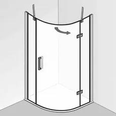 HSK Atelier Plan Runddusche 3-teilig, Maße: 100,0 cm x 100,0 cm x 200,0 cm, Anschlag Rechts, Duschkabinen: Chromoptik: ESG klar mit Edelglas