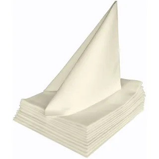 texpot 12 Stück Servietten 50 x 50 cm mit Atlaskante aus 100% Baumwolle - Farbe Sekt