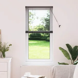 Schlichtes Fensterjalousie mit Vorhängen Schwarz Aluminium - Rollos DE4977829 1parcel - Schwarz