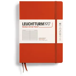 Leuchtturm1917 367252 Notizbuch Medium (A5), Hardcover, 251 nummerierte Seiten, Fox Red, liniert