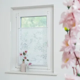 Liedeco Plissee »Ausbrenner Blatt« Lichtschutz ohne Bohren verspannt, weiß